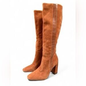 Chelsea and Violet Marvl Suede Cognac Size 8.5 Tall Boots